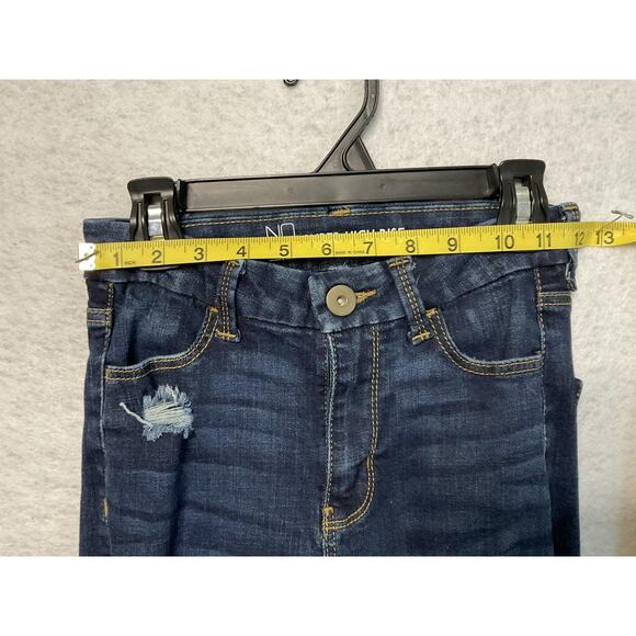 No Boundaries Jeans Juniors 1 Blue Super High Rise Distressed Skinny Stretch - Picture 5 of 10